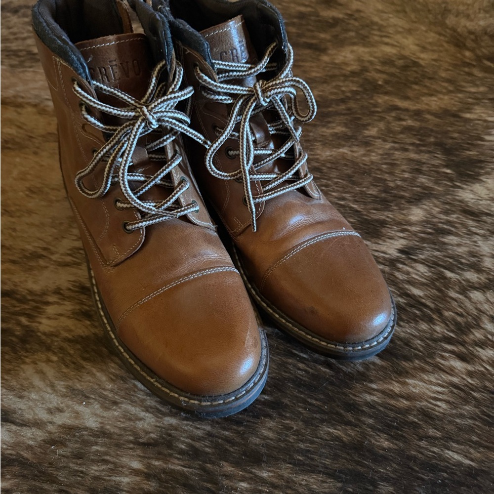 Crevo Brown Leather Chukka Boots with Cream Laces